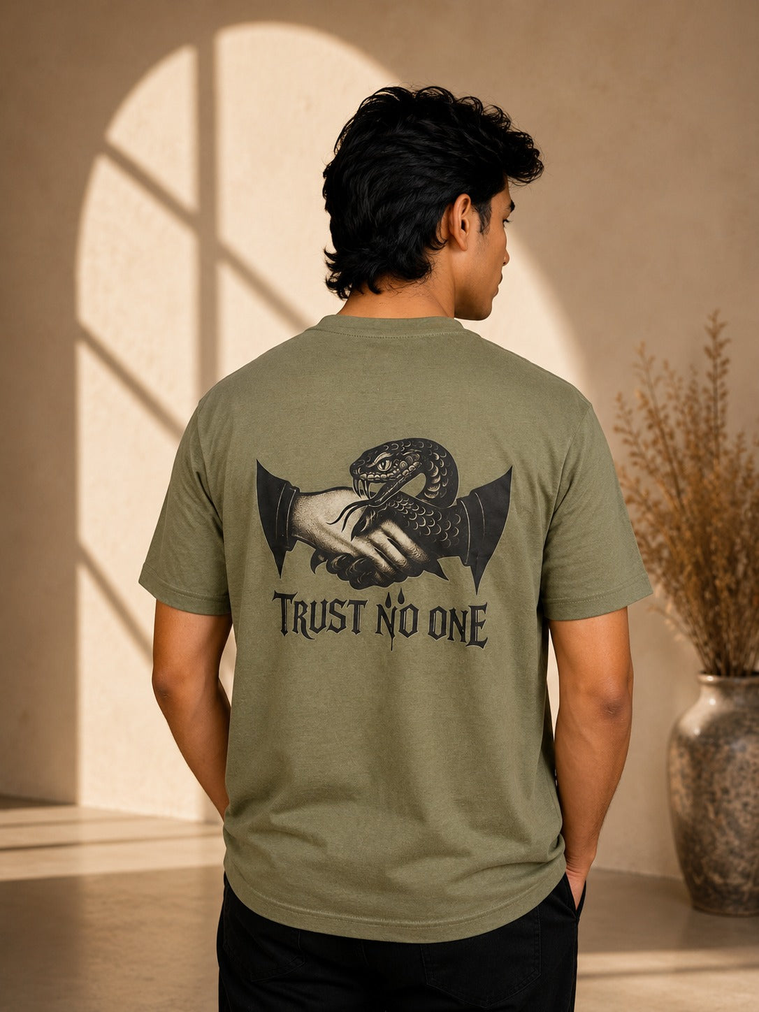 Trend Tee- Olive Green Printed Tee