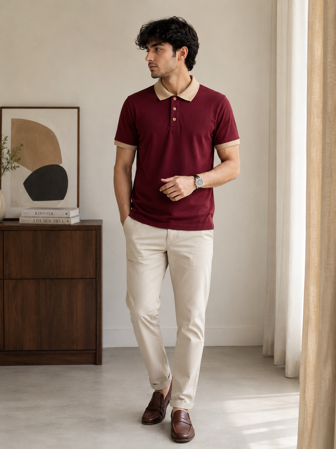 (Maroon) Old Money Polo Shirt