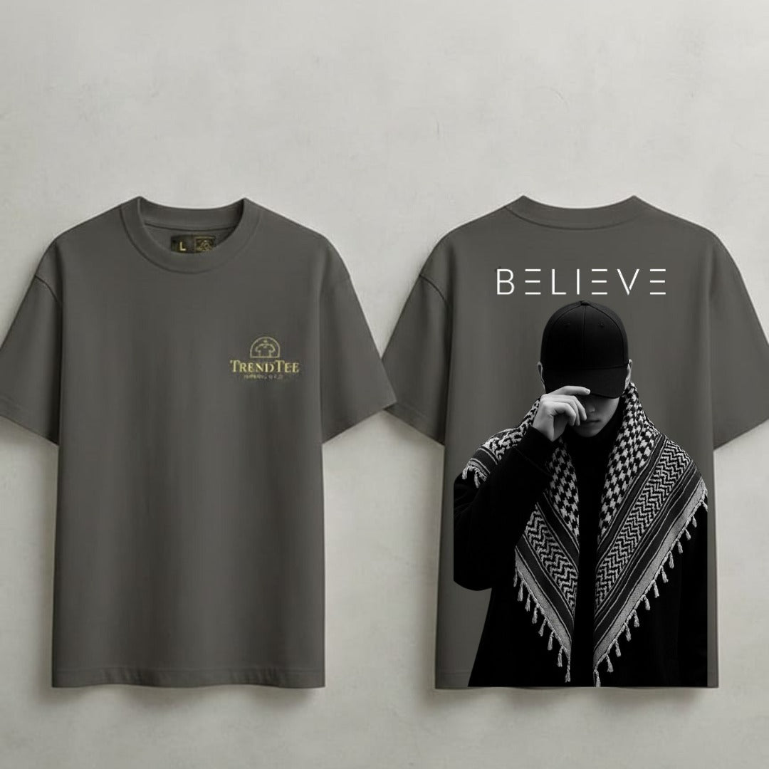 Trend Tee- Charcoal Printed Tee